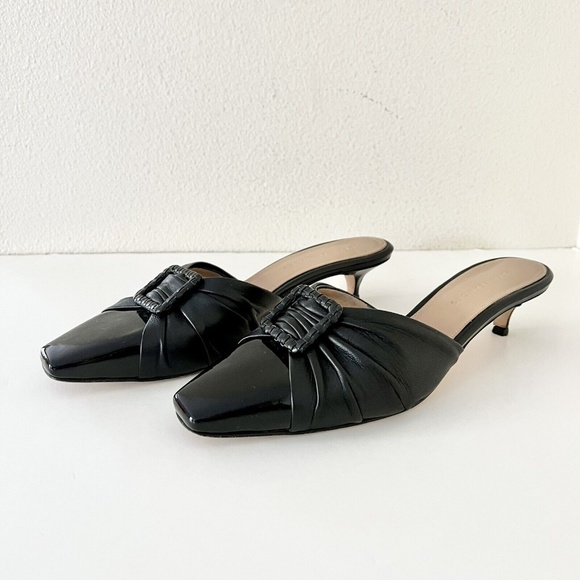 DEAR FRANCES Buckle Patent Leather Kitten Heel Mule in Black - Picture 1 of 12